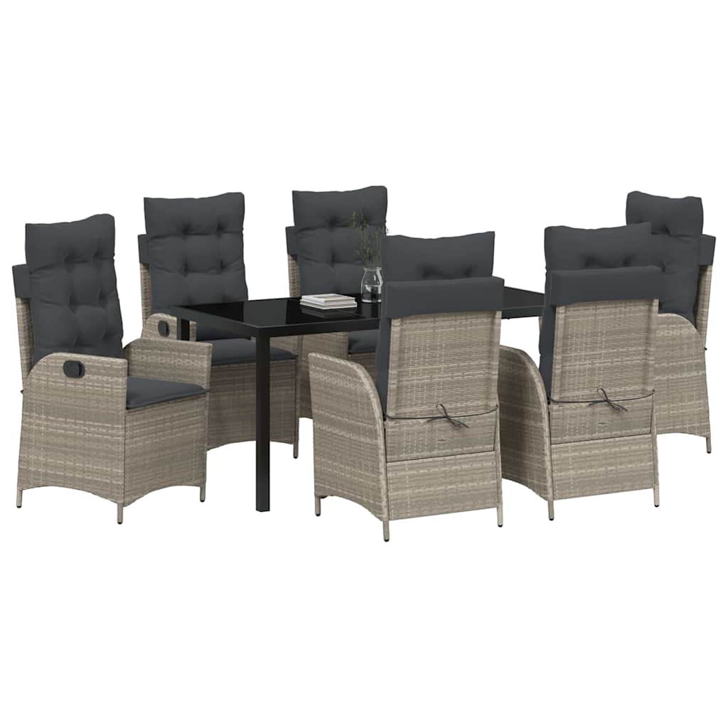 Garden Dining Set 7 pcs Light Grey Poly Rattan