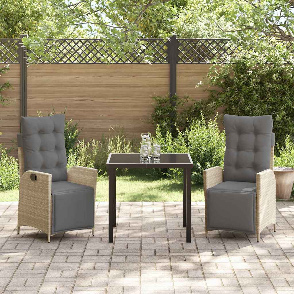 Garden Dining Set 3 pcs Beige Poly rattan