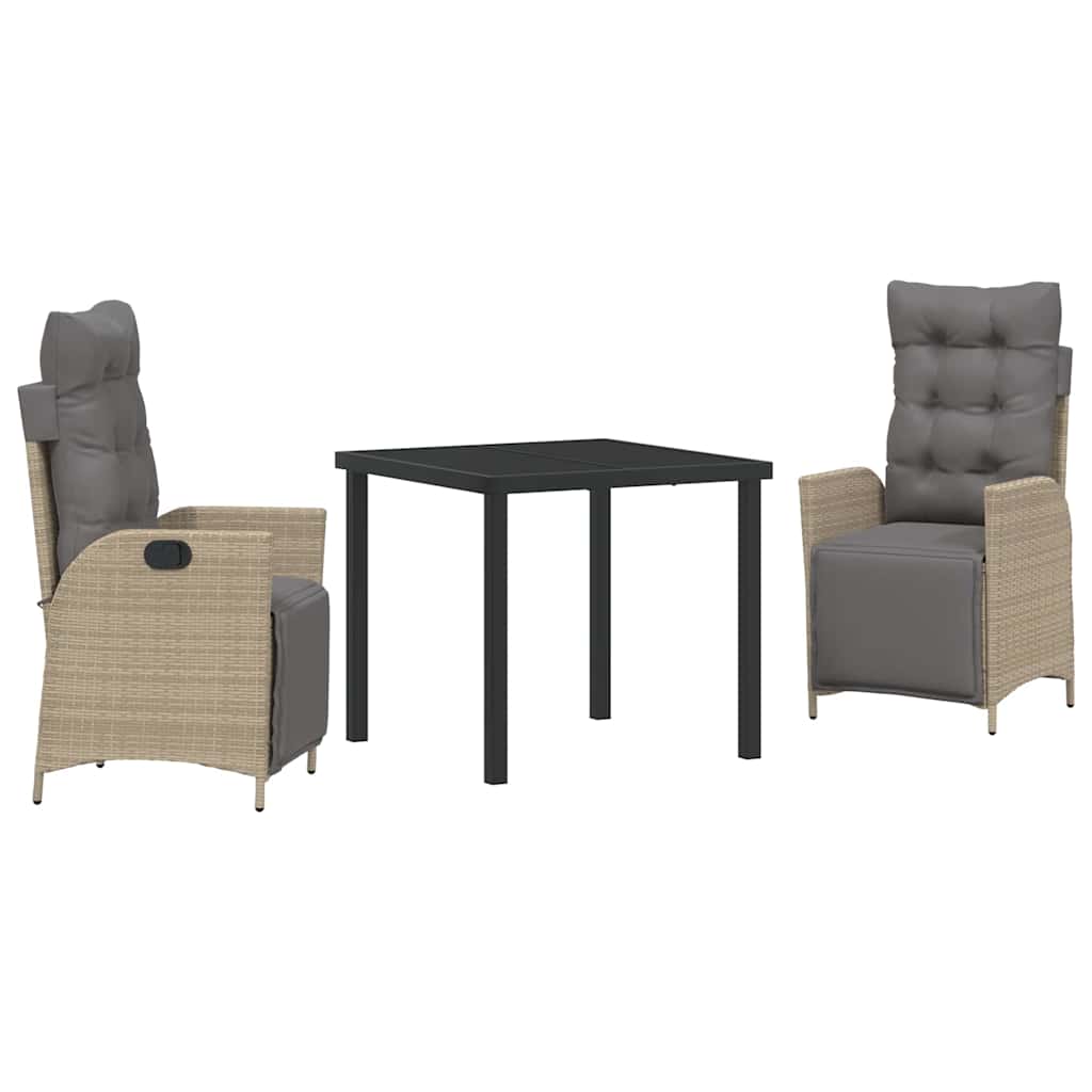 Garden Dining Set 3 pcs Beige Poly rattan