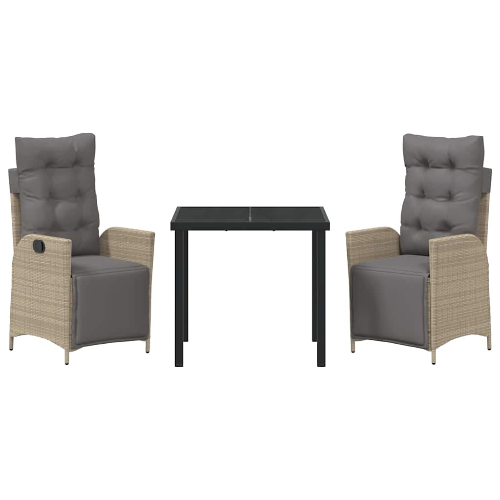 Garden Dining Set 3 pcs Beige Poly rattan