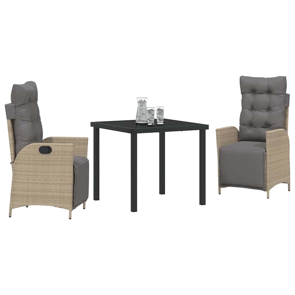 Garden Dining Set 3 pcs Beige Poly rattan