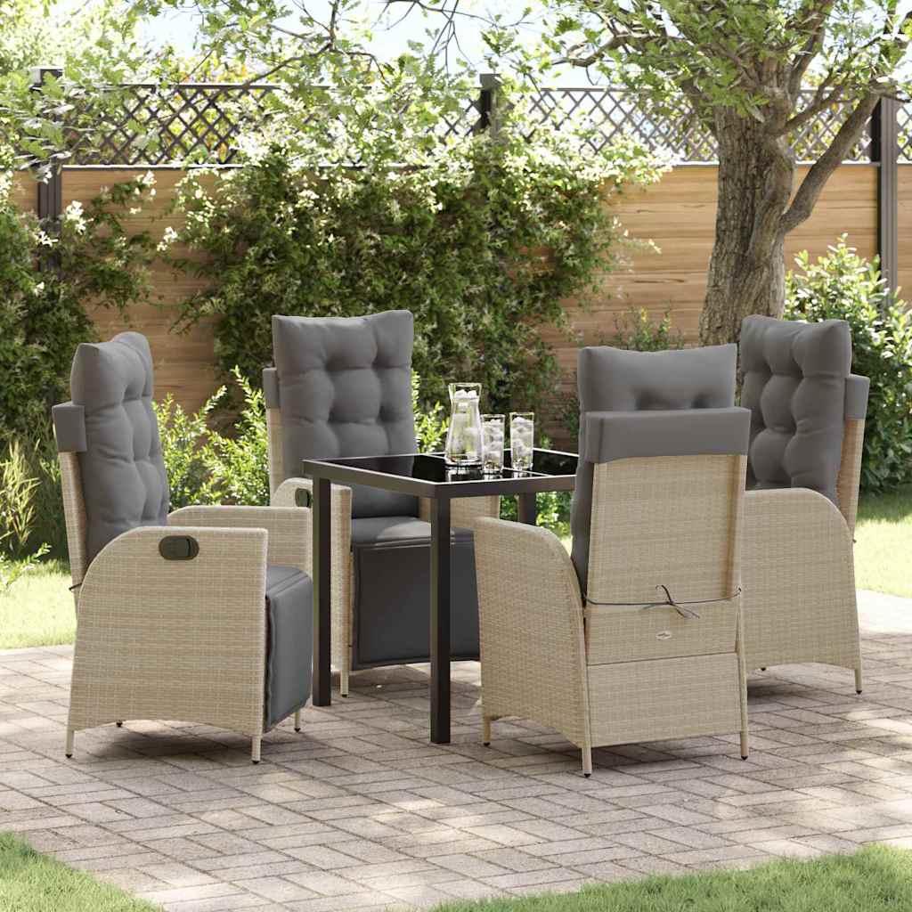 Garden Dining Set 5 pcs Beige Poly rattan