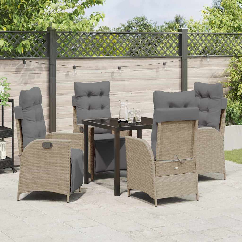 Garden Dining Set 5 pcs Beige Poly rattan