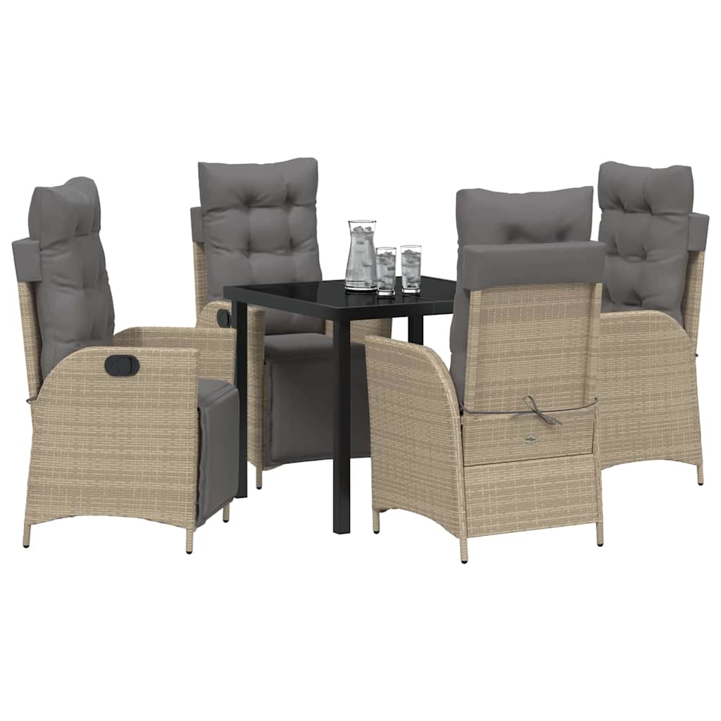 Garden Dining Set 5 pcs Beige Poly rattan