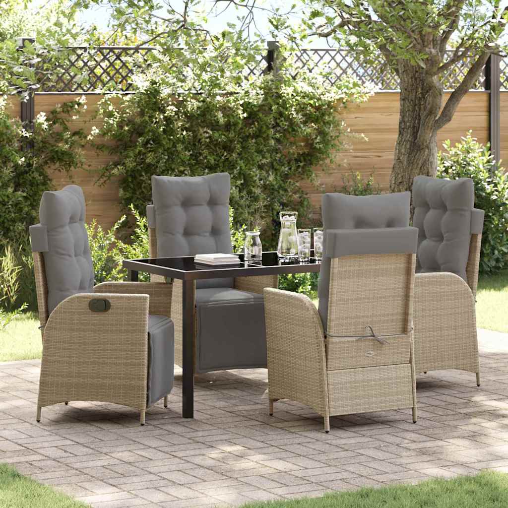 Garden Dining Set 5 pcs Beige Poly rattan