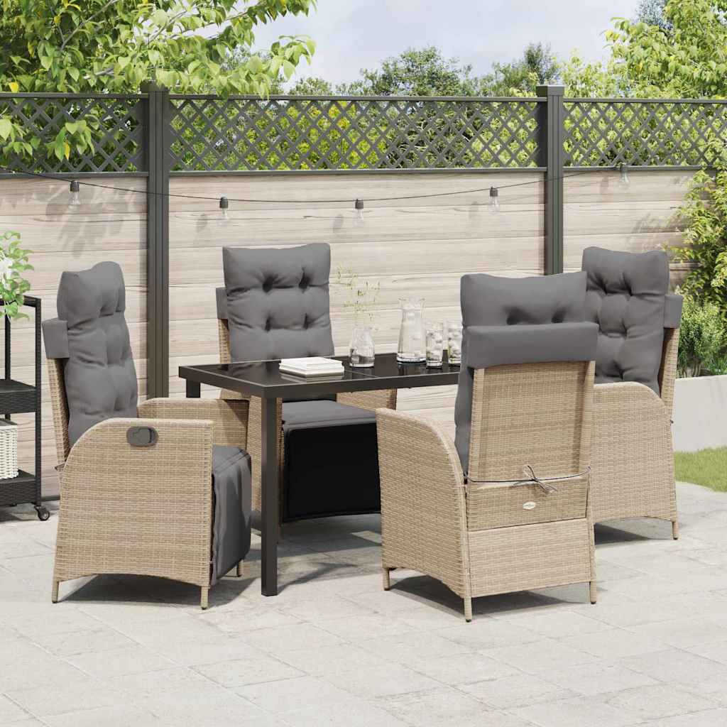 Garden Dining Set 5 pcs Beige Poly rattan