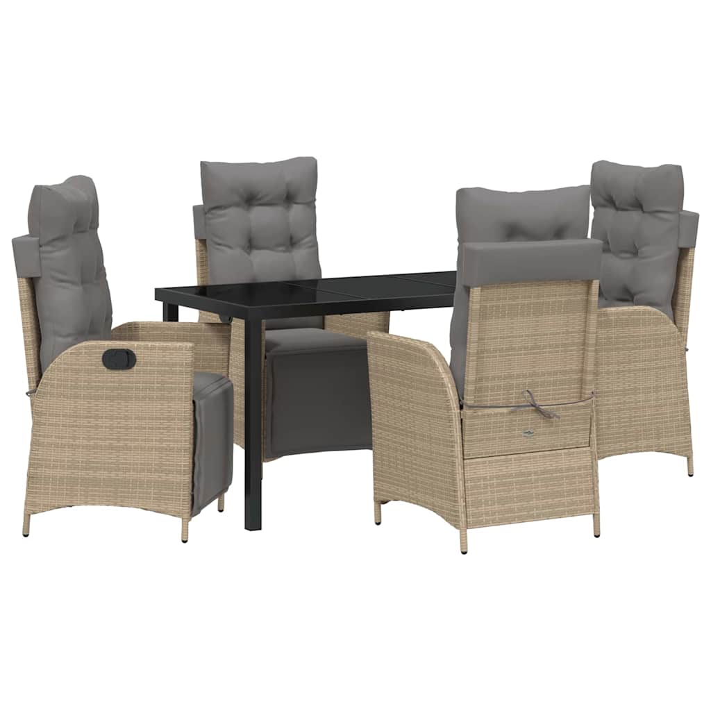 Garden Dining Set 5 pcs Beige Poly rattan