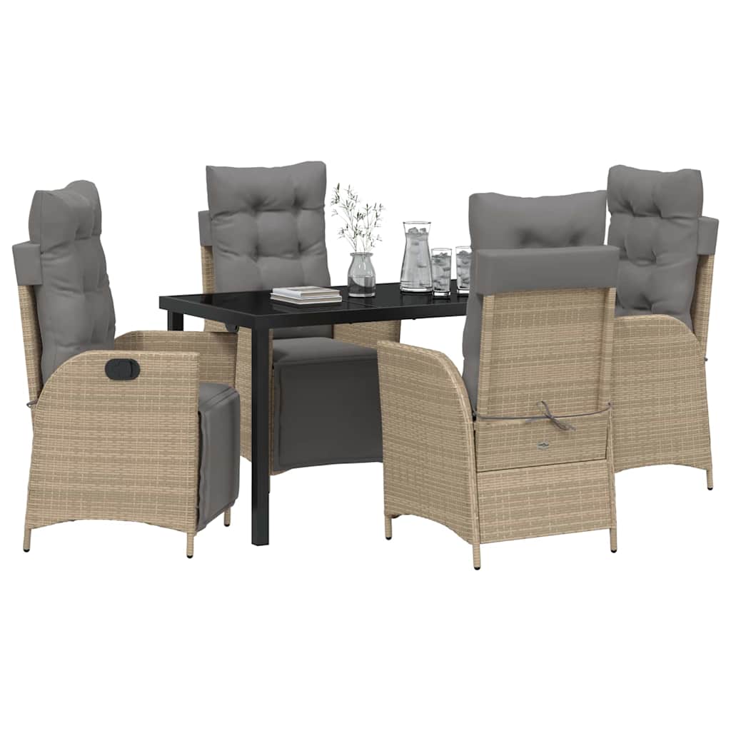 Garden Dining Set 5 pcs Beige Poly rattan