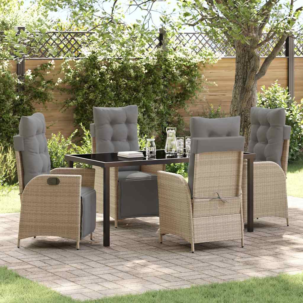 Garden Dining Set 5 pcs Beige Poly rattan