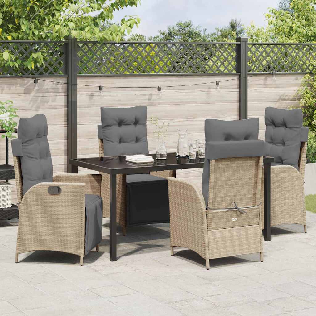 Garden Dining Set 5 pcs Beige Poly rattan