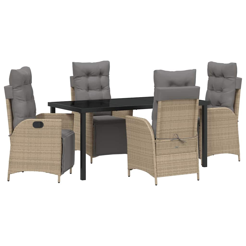 Garden Dining Set 5 pcs Beige Poly rattan