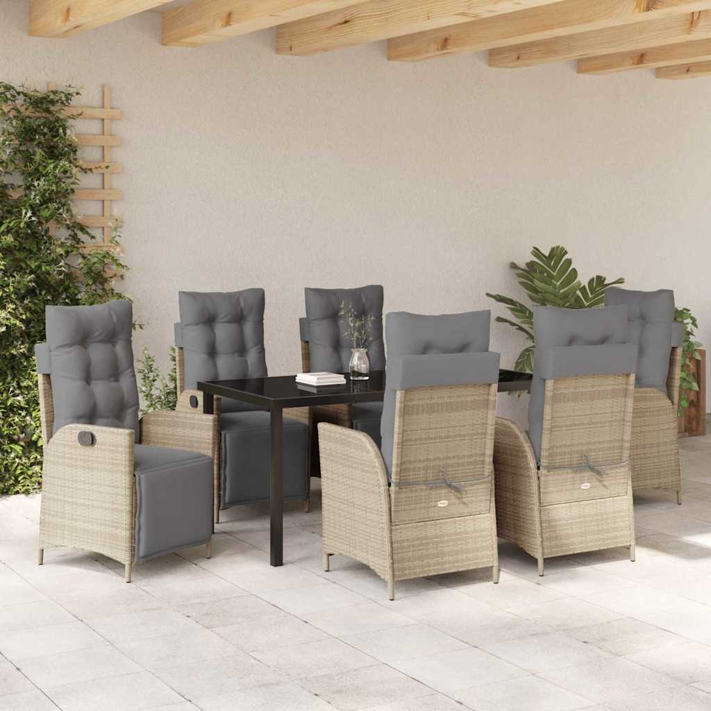 Garden Dining Set 7 pcs Beige Poly rattan