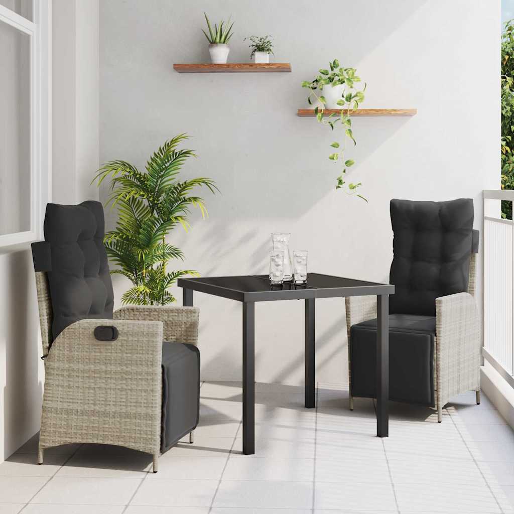 Garden Dining Set 3 pcs Light Grey Poly rattan