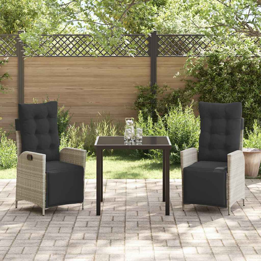 Garden Dining Set 3 pcs Light Grey Poly rattan