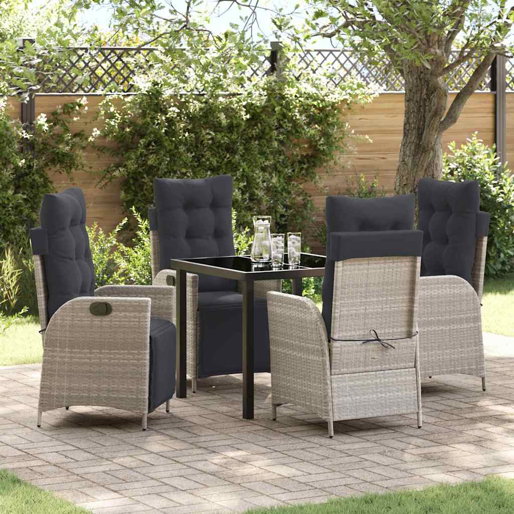 Garden Dining Set 5 pcs Light Grey Poly rattan
