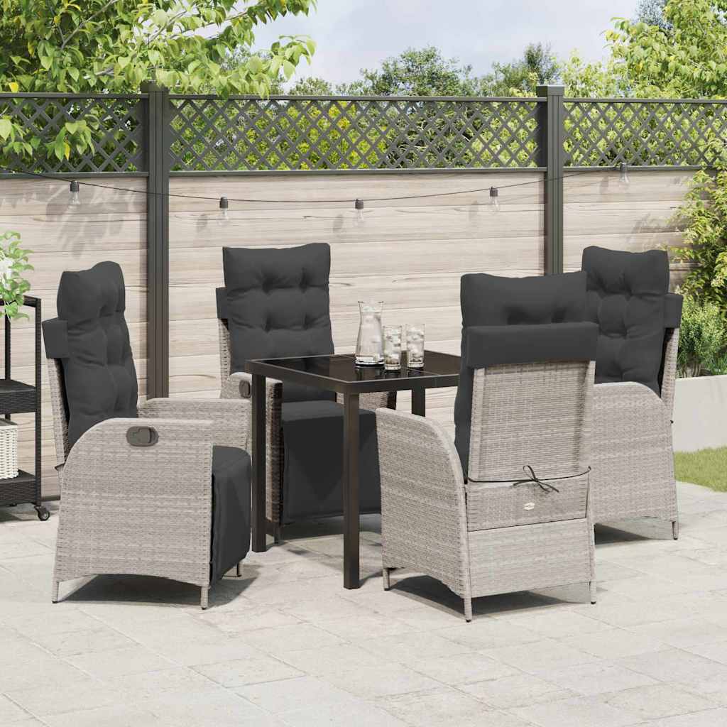 Garden Dining Set 5 pcs Light Grey Poly rattan