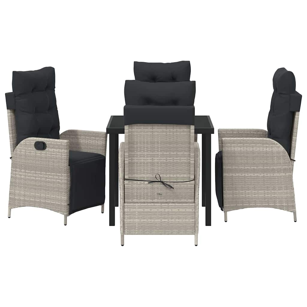 Garden Dining Set 5 pcs Light Grey Poly rattan