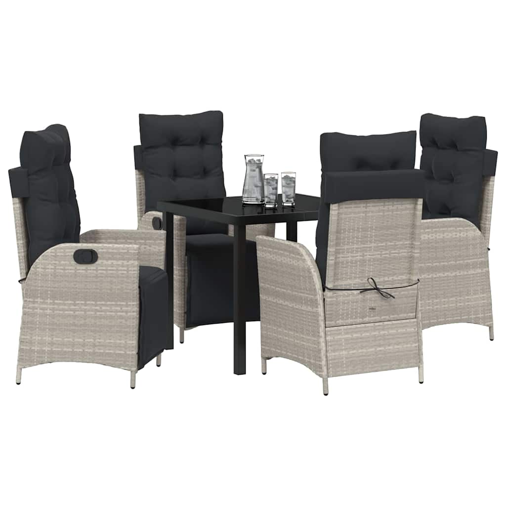 Garden Dining Set 5 pcs Light Grey Poly rattan