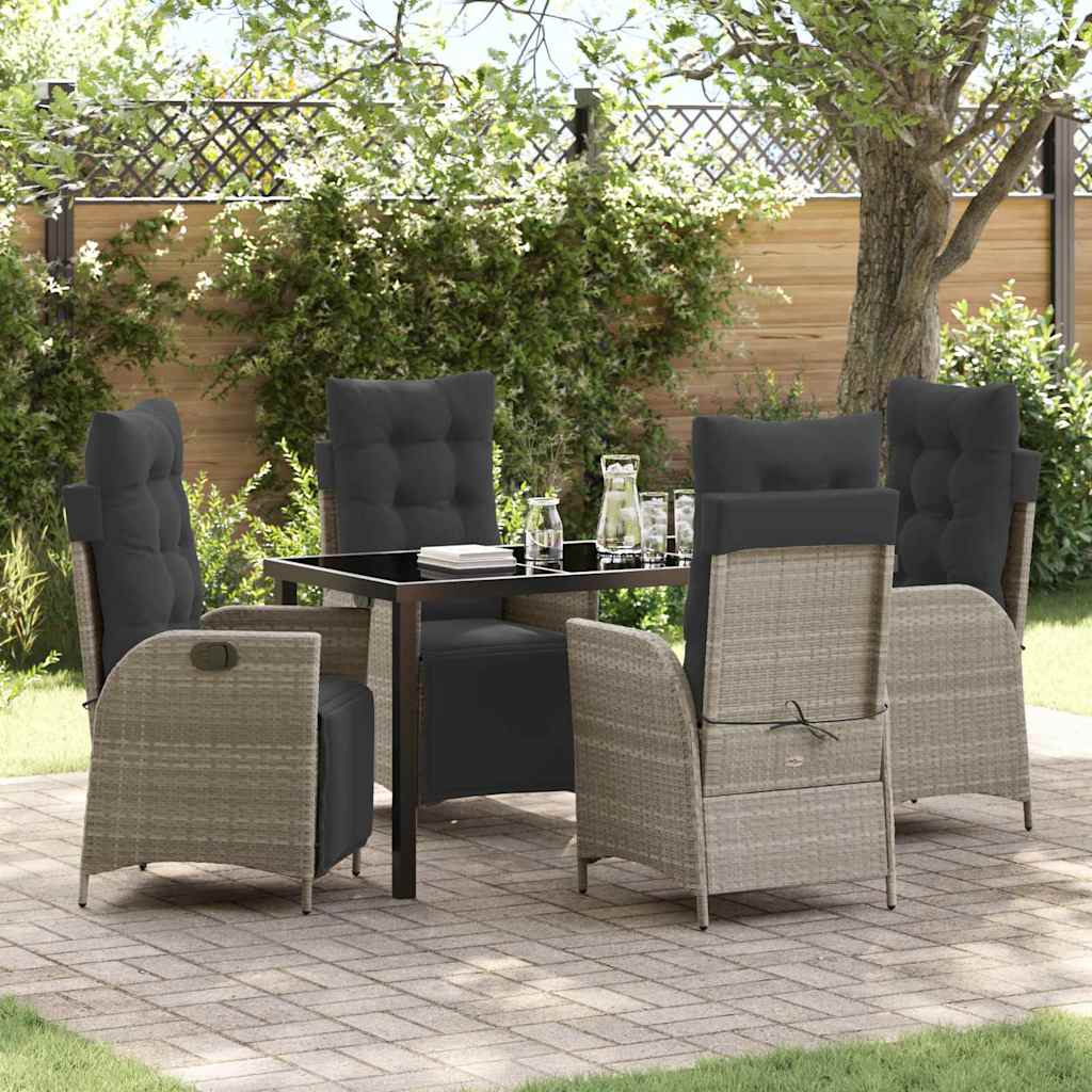 Garden Dining Set 5 pcs Light Grey Poly rattan