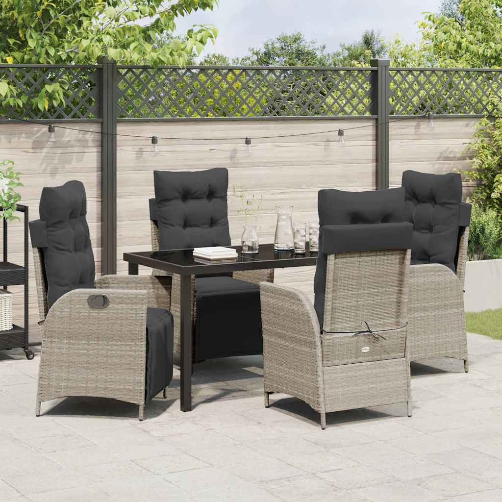 Garden Dining Set 5 pcs Light Grey Poly rattan