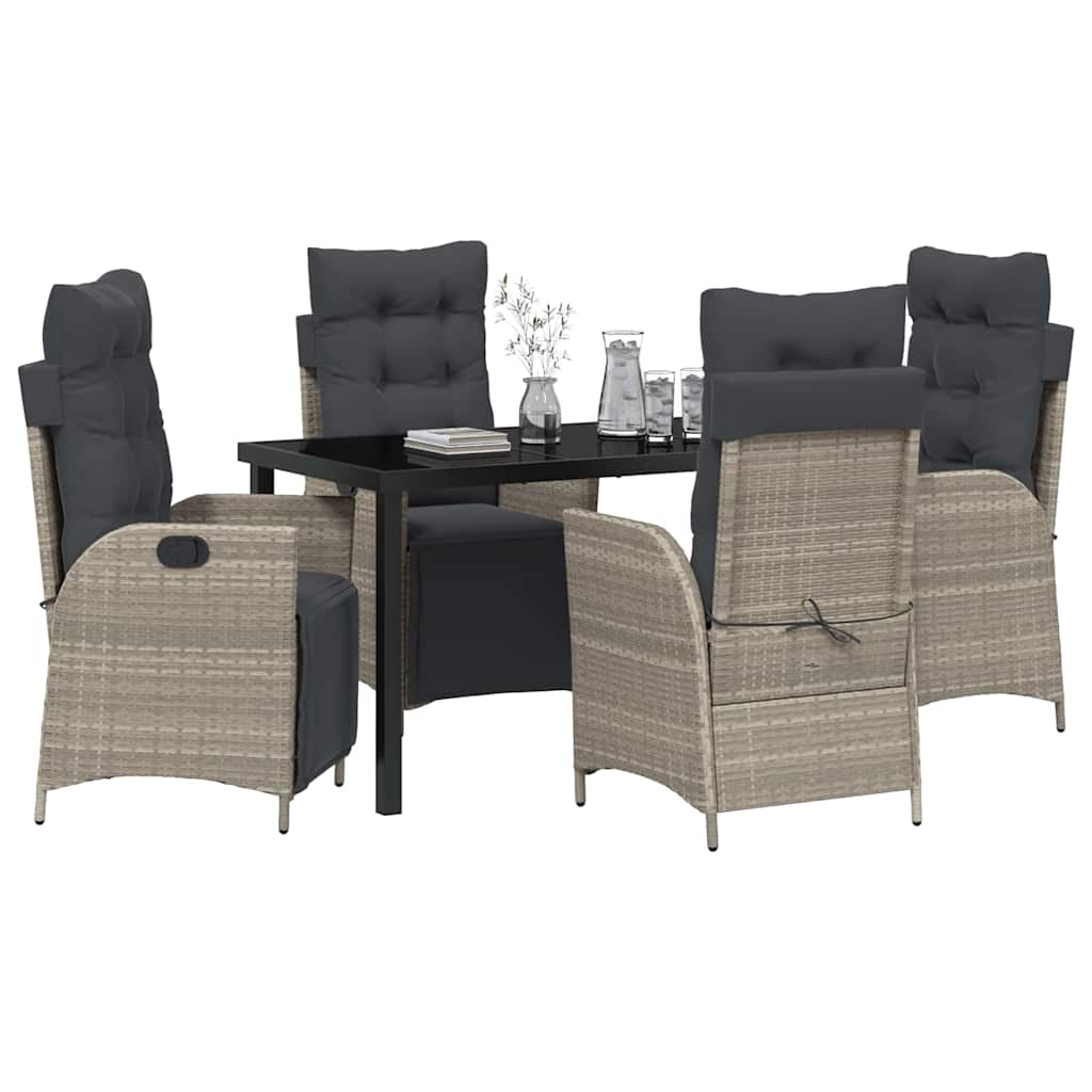 Garden Dining Set 5 pcs Light Grey Poly rattan