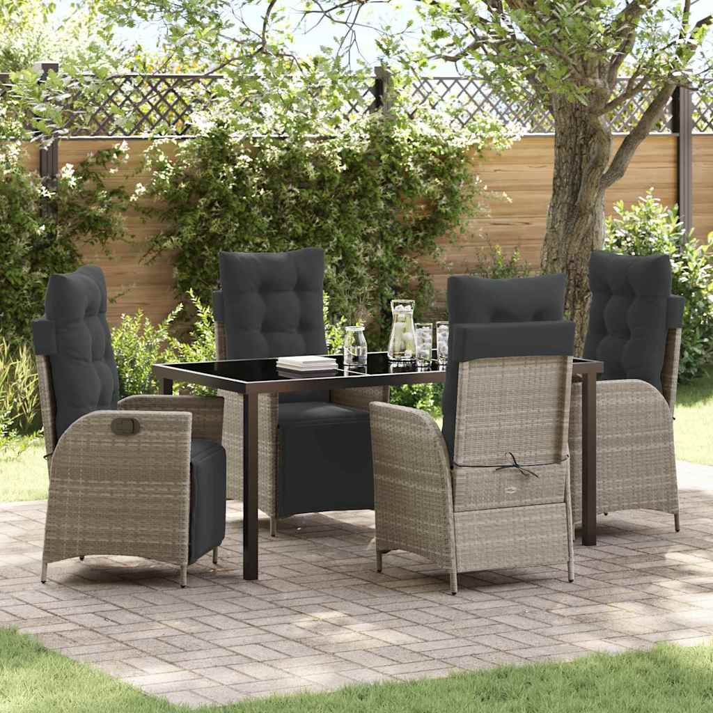 Garden Dining Set 5 pcs Light Grey Poly rattan