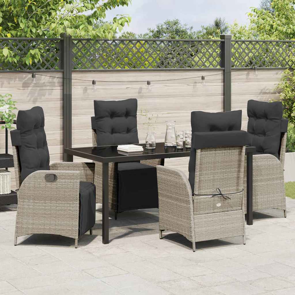 Garden Dining Set 5 pcs Light Grey Poly rattan