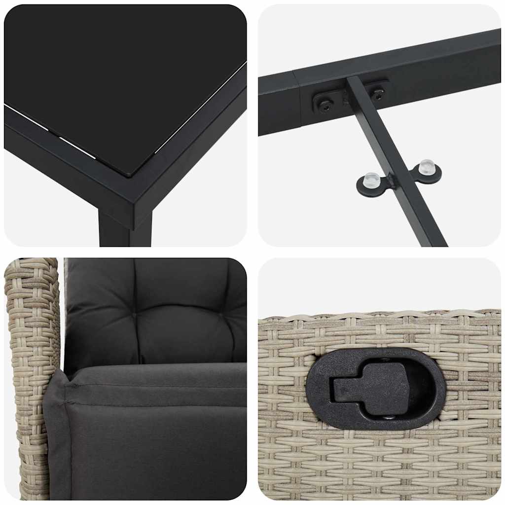 Garden Dining Set 7 pcs Light grey Poly rattan