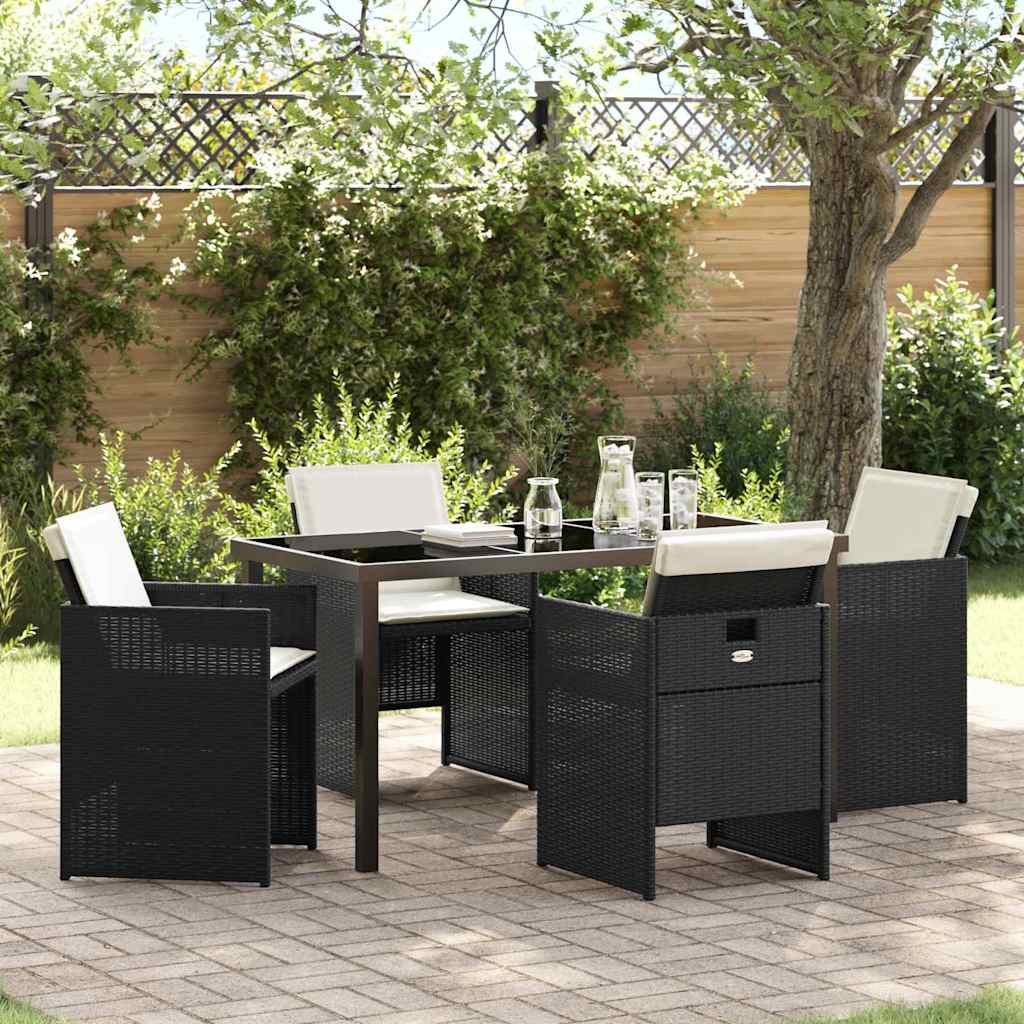 Garden Dining Set 5 pcs Black Poly Rattan