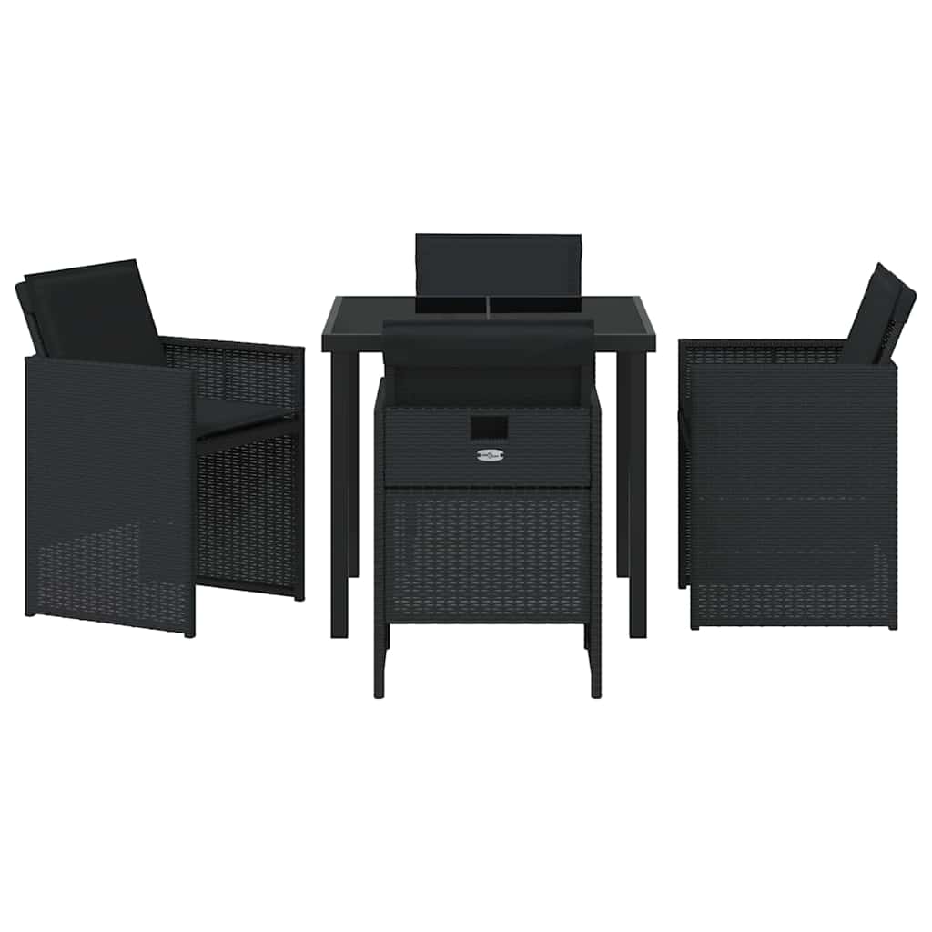 Garden Dining Set 5 pcs Black Poly Rattan