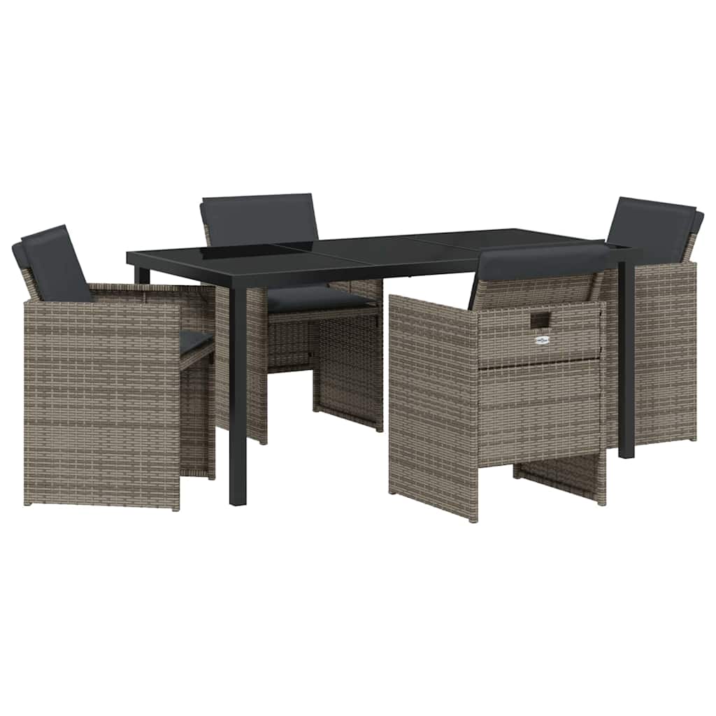 Garden Dining Set 5 pcs Grey Poly Rattan