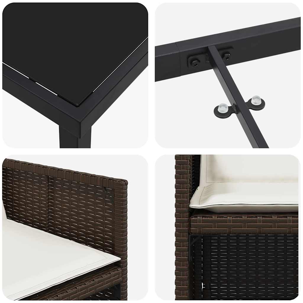 Garden Dining Set 9 pcs Brown Poly Rattan