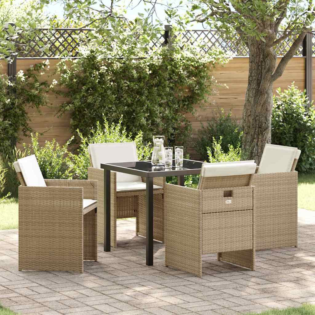 Garden Dining Set 5 pcs Beige Poly Rattan