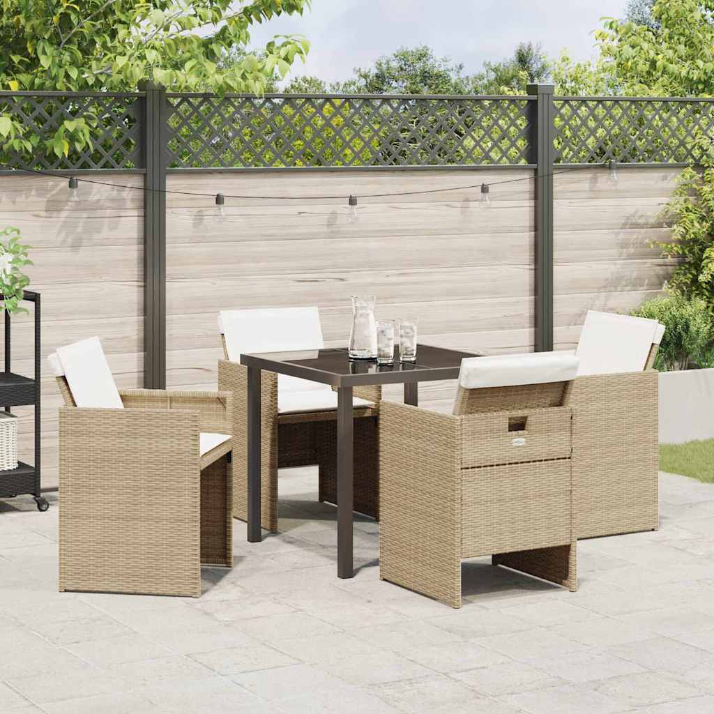 Garden Dining Set 5 pcs Beige Poly Rattan