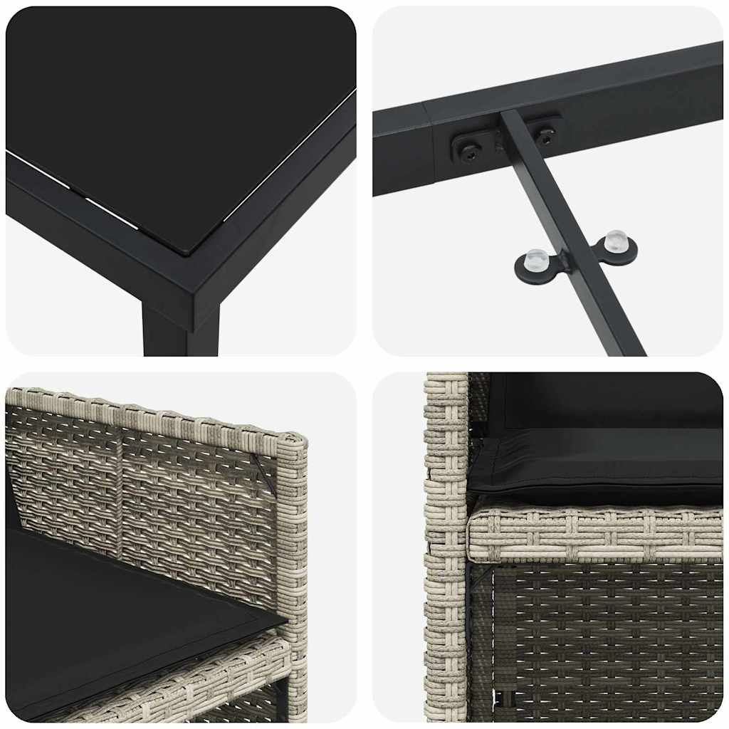 Garden Dining Set 9 pcs Light Grey Poly Rattan