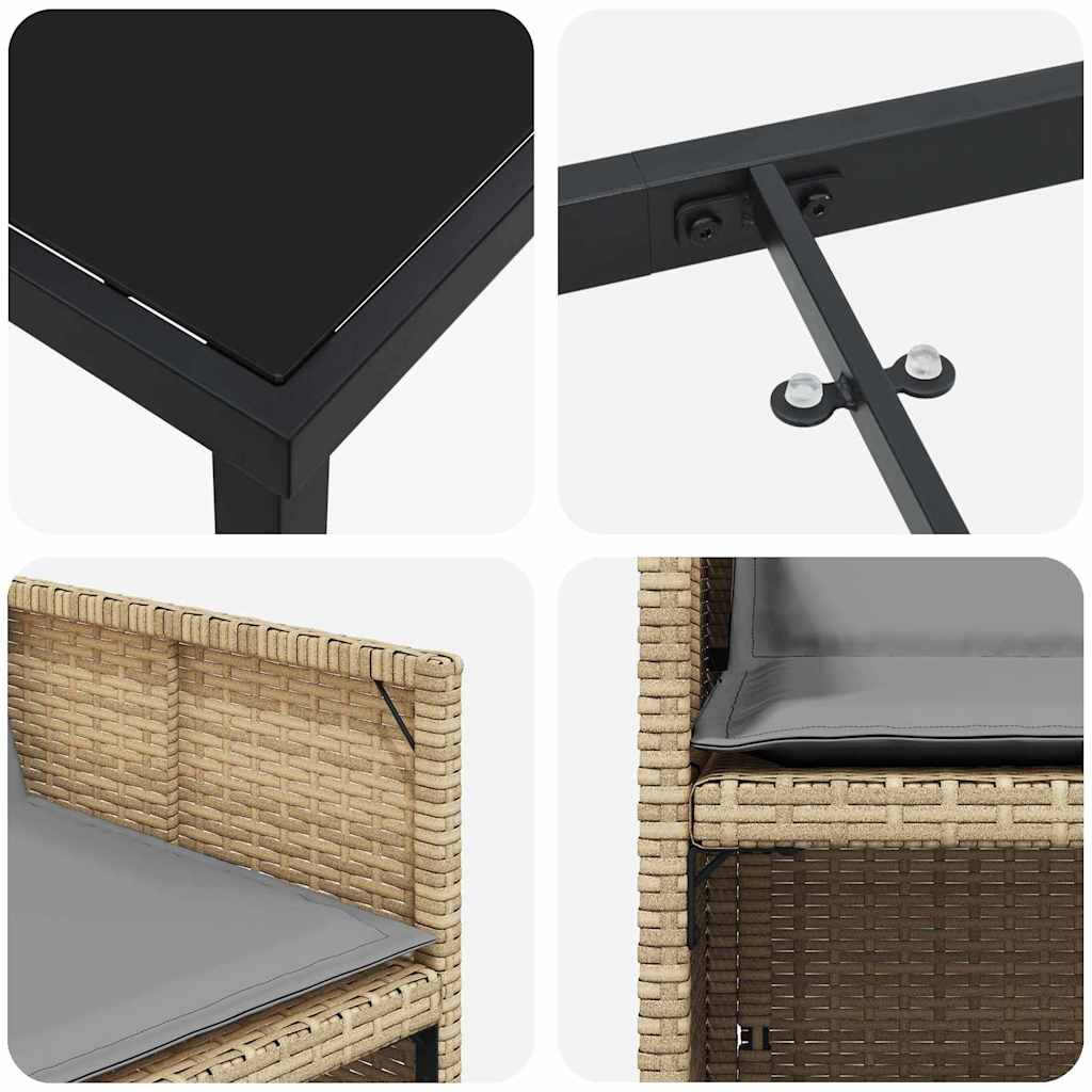 Garden Dining Set 9 pcs Beige Poly Rattan