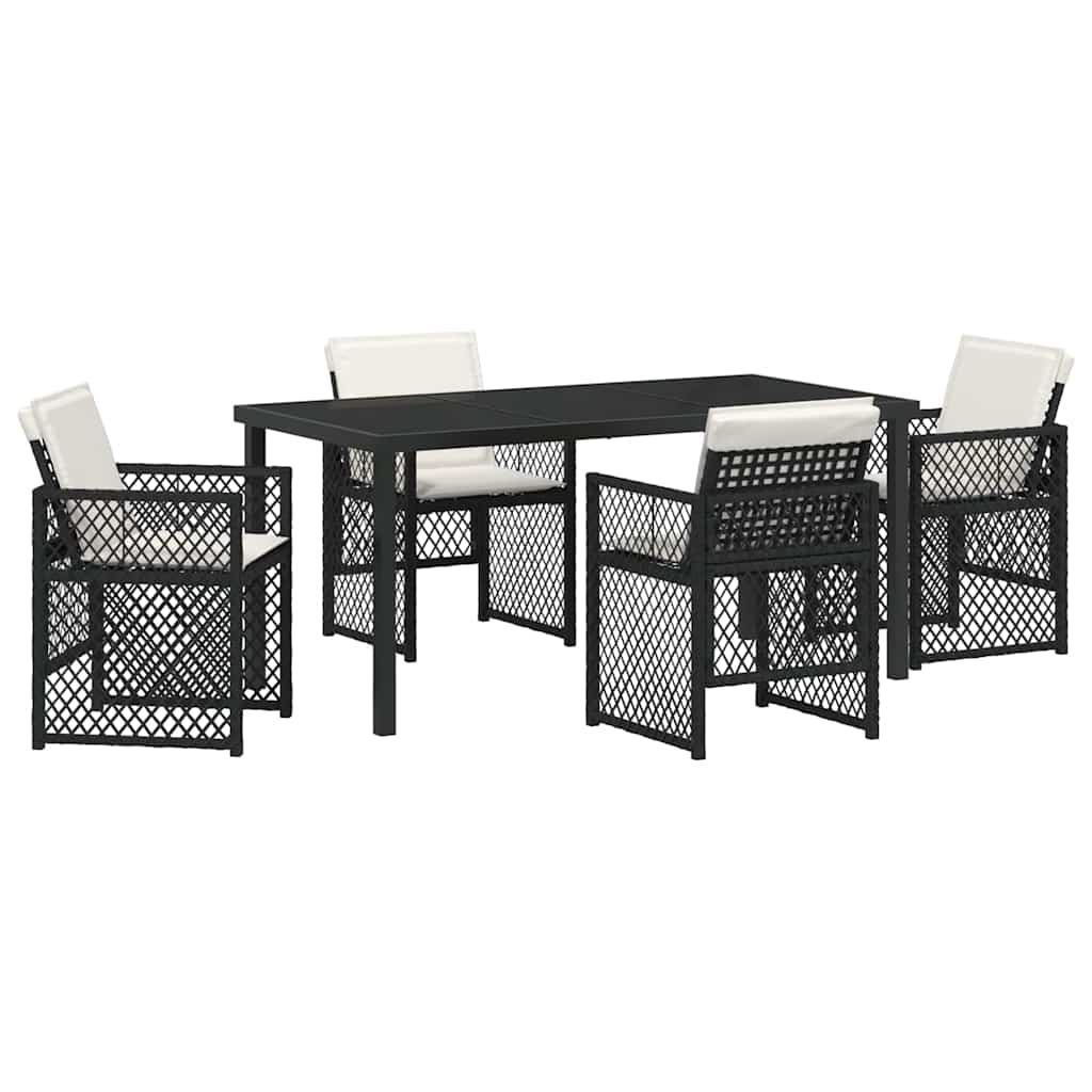 Garden Dining Set 5 pcs Black Poly Rattan