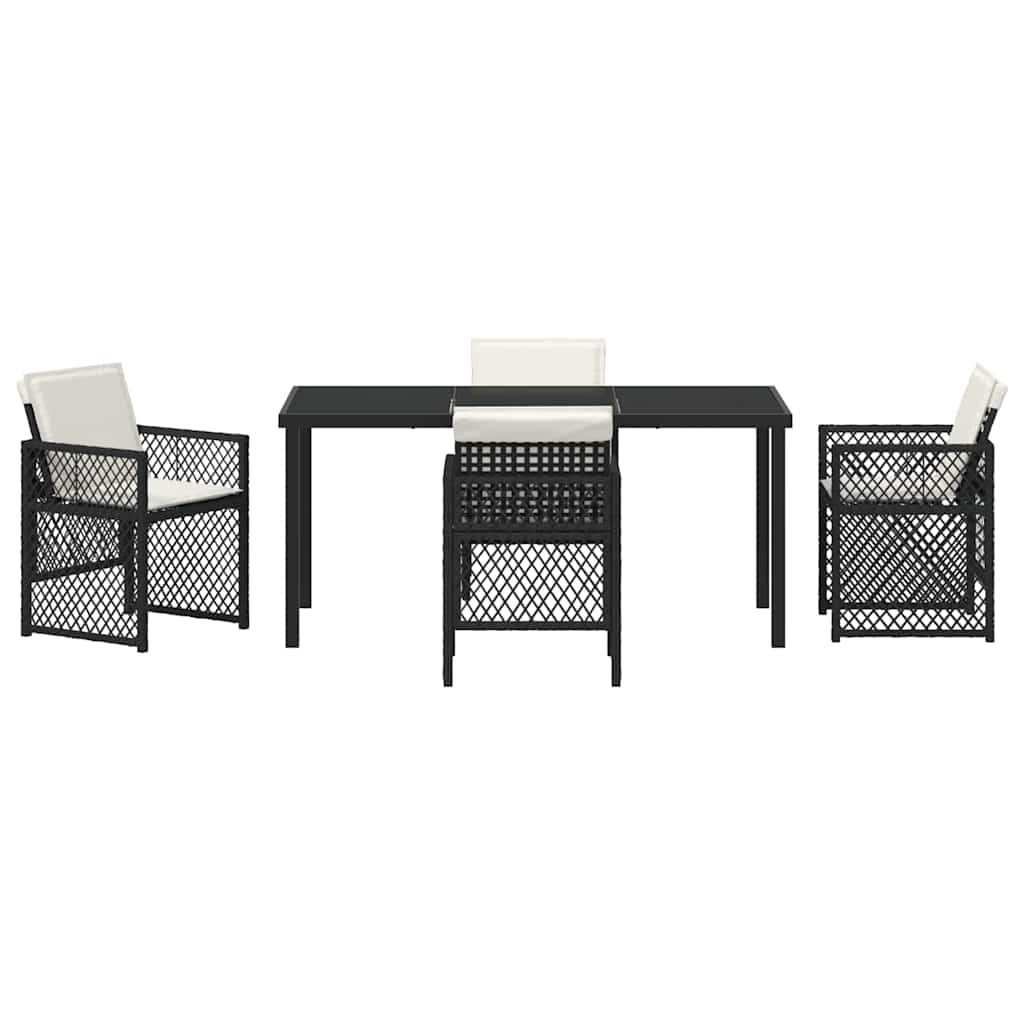 Garden Dining Set 5 pcs Black Poly Rattan
