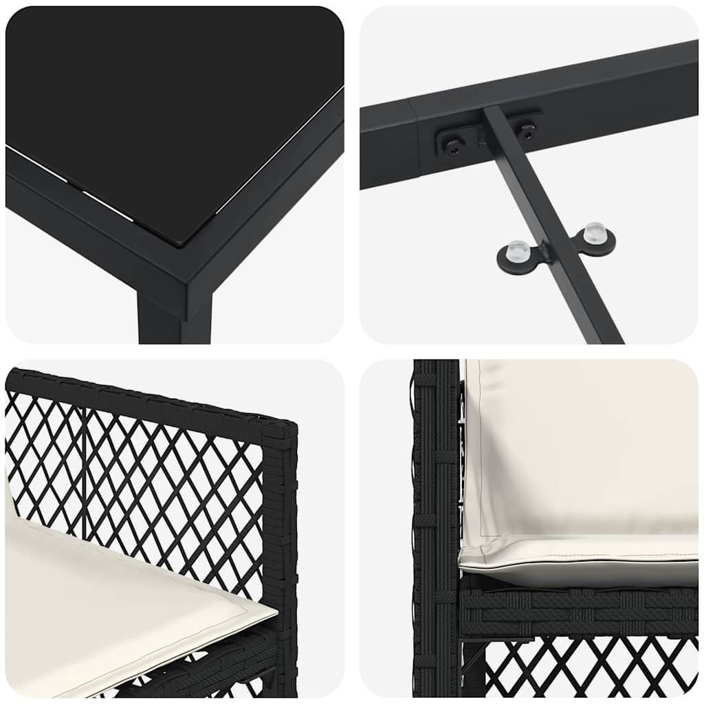 Garden Dining Set 9 pcs Black Poly Rattan