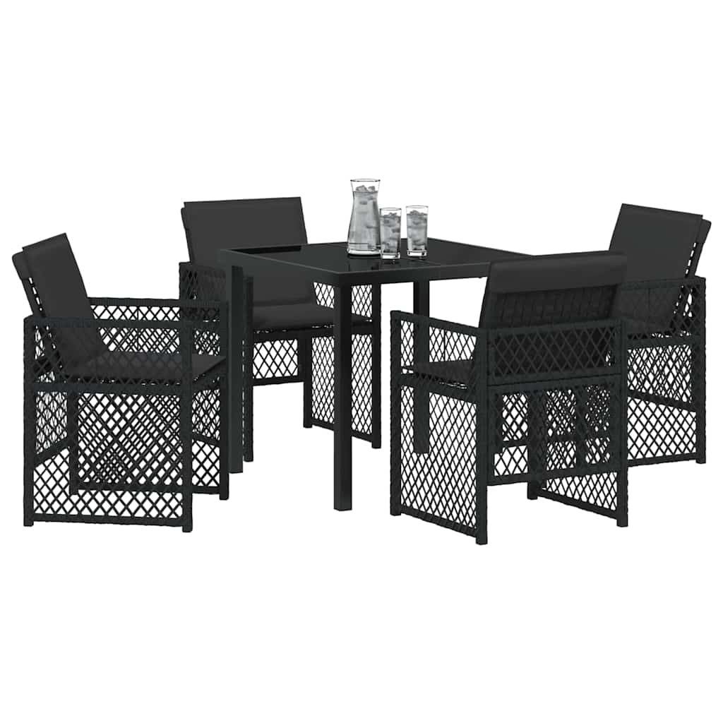 Garden Dining Set 5 pcs Black Poly Rattan