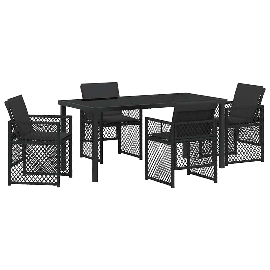 Garden Dining Set 5 pcs Black Poly Rattan