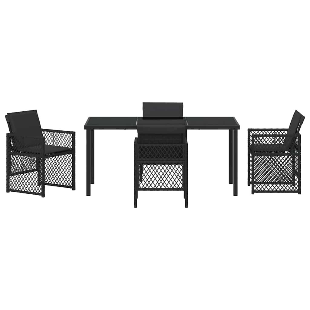 Garden Dining Set 5 pcs Black Poly Rattan