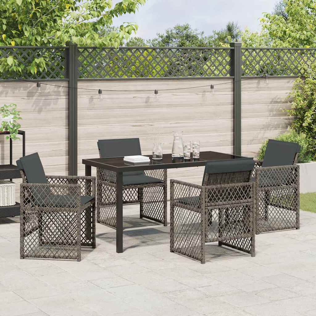 Garden Dining Set 5 pcs Grey Poly Rattan