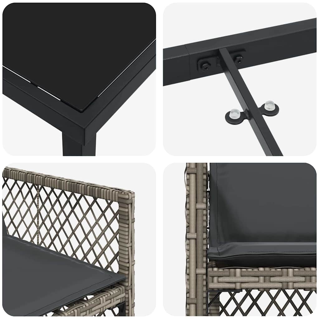 Garden Dining Set 5 pcs Grey Poly Rattan