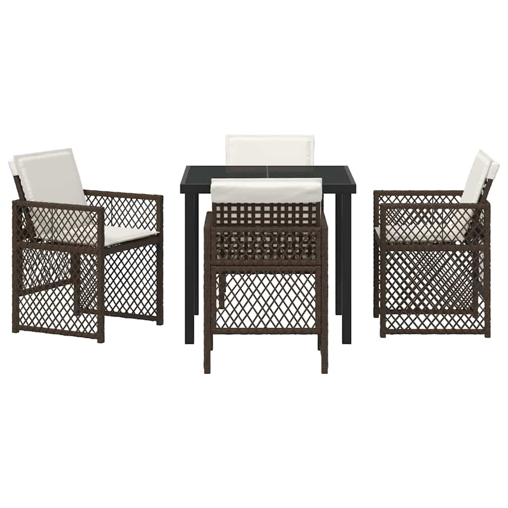 Garden Dining Set 5 pcs Brown Poly Rattan