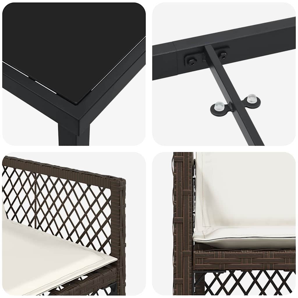 Garden Dining Set 5 pcs Brown Poly Rattan