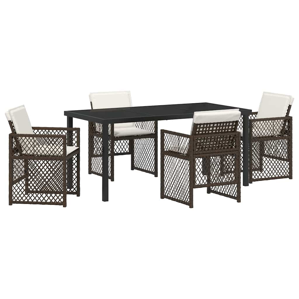 Garden Dining Set 5 pcs Brown Poly Rattan