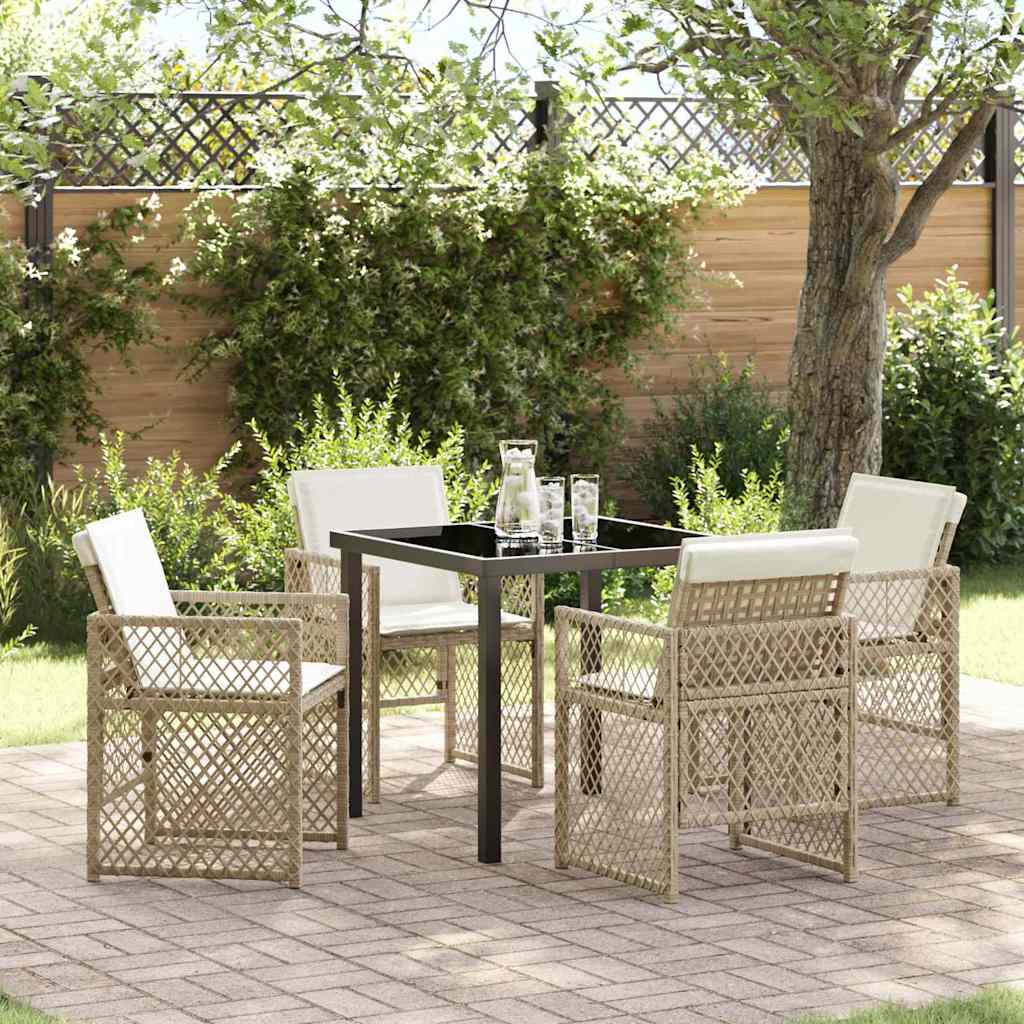 Garden Dining Set 5 pcs Beige Poly Rattan