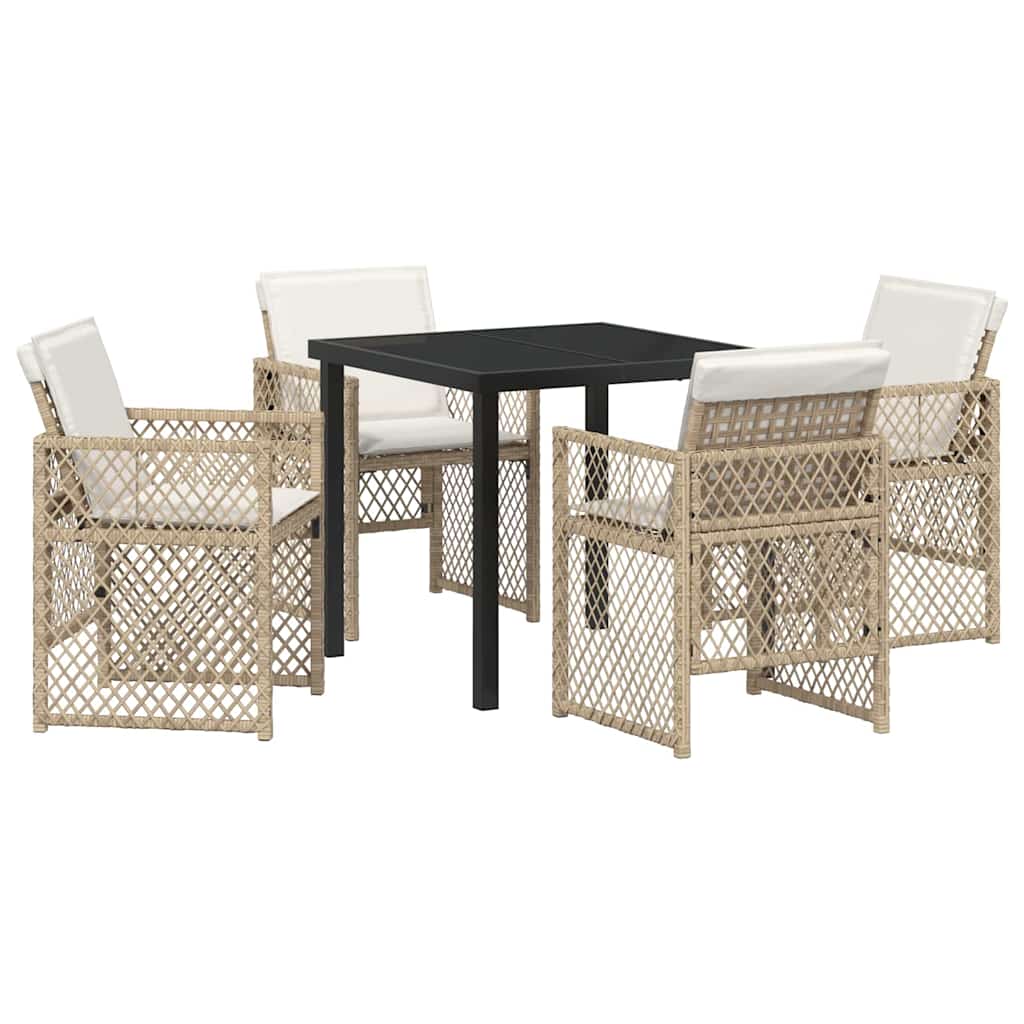 Garden Dining Set 5 pcs Beige Poly Rattan