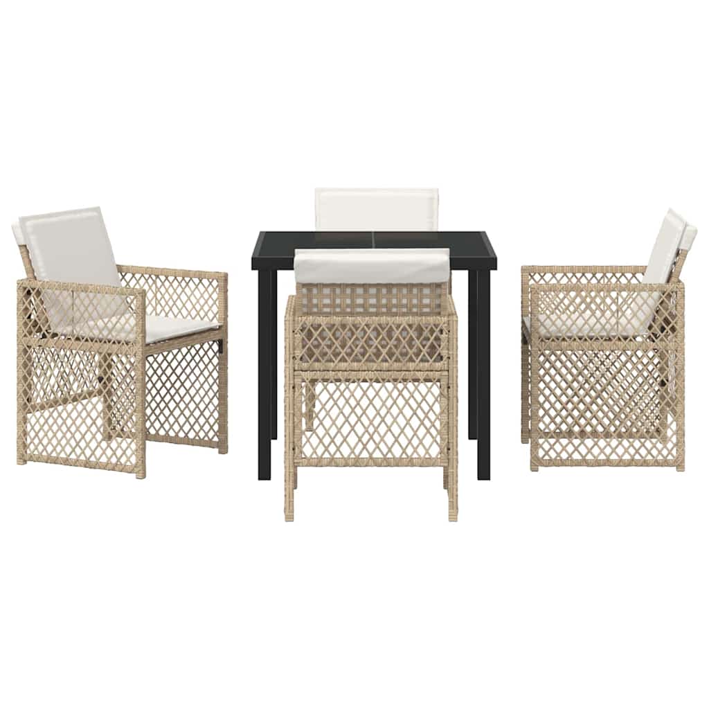 Garden Dining Set 5 pcs Beige Poly Rattan